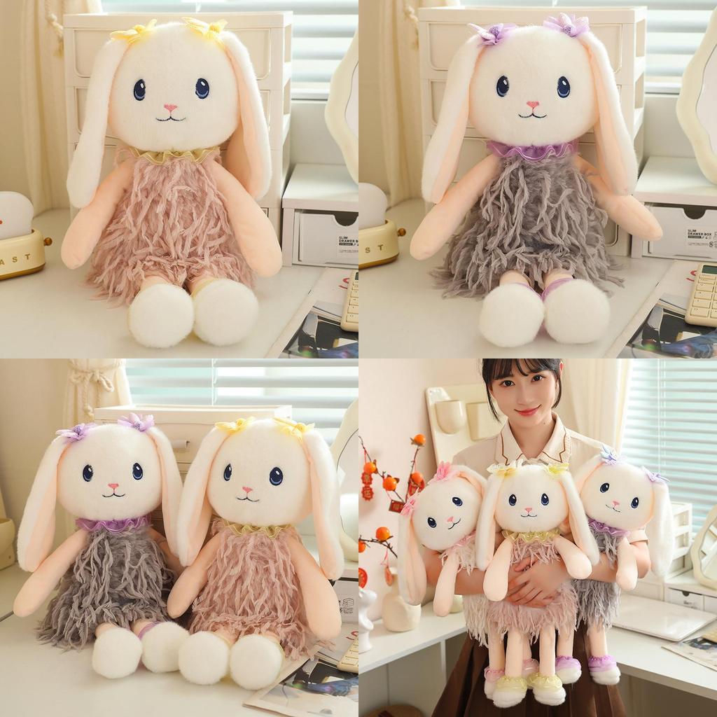 Adorable Snow Bunny Plush Toy Soft Cuddly Rabbit Doll Perfect Girls Gift Huggable Pillow