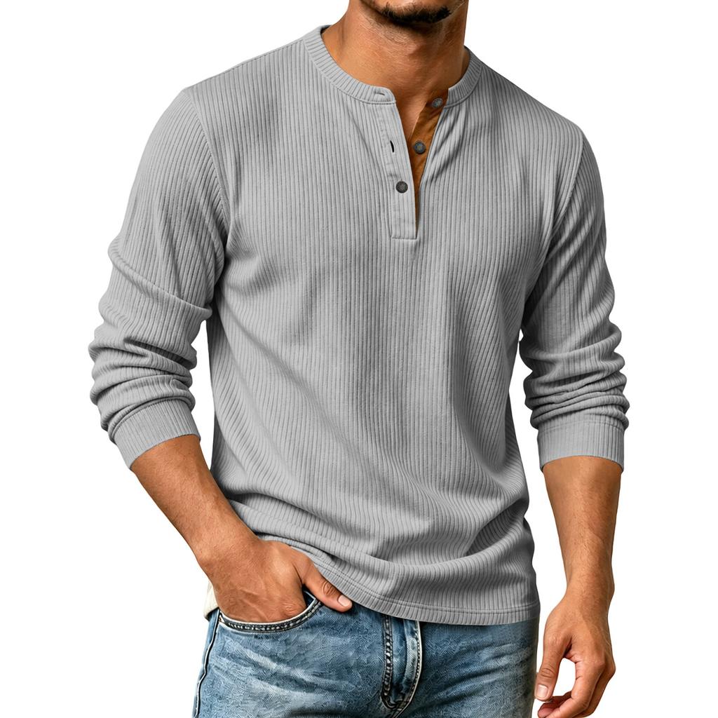 Camisa de Pana de Manga Larga para Hombre Color Casual con Botones para Otoño