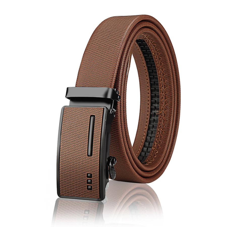 

Men s Leather Belt with Automatic Buckle, Korean Version Trendy and Casual Middle-aged and Young Business Leather Pants Belt 110cm