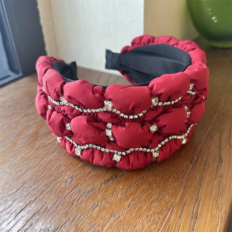 

Red Crystal Rhinestone Headband for Women Girls Bling Sparkly Head Band Beaded Padded Hairband Holiday Wedding Hair Accessories