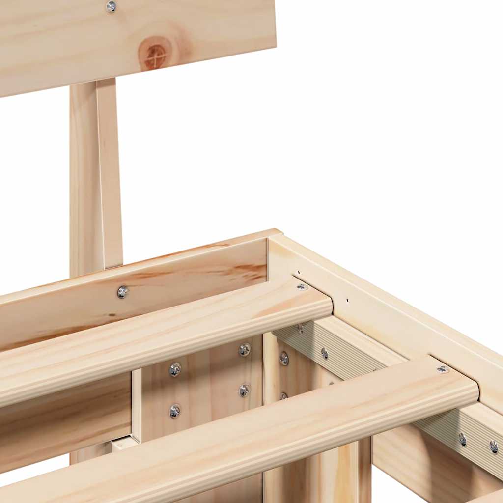 Bed Frame with Headboard Natural Finish 100 X 200 Cm Solid Pine Wood
