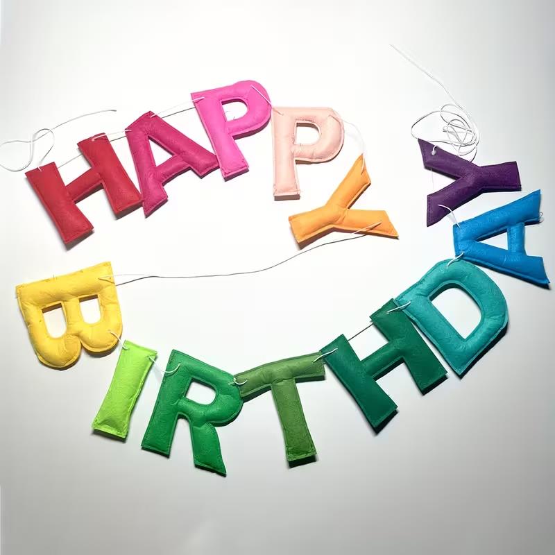 2.1Meters Colorful 3D Happy Birthday Banner for Kids Birthday Party Decoration Photo Props Boy Girl Birthday Felt Garland Flag