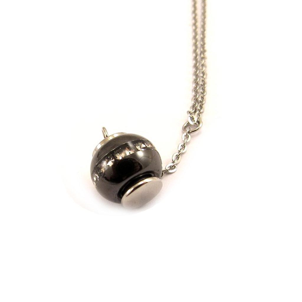 Altesse [L4564] - Collier acier 'Sissi' noir argenté