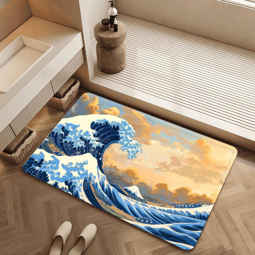Great Door Mat Bedside Entrance Bath Floor Decoration Corridor Art Wave The Door Mat Carpet Living Kanagawa Room off Balcony