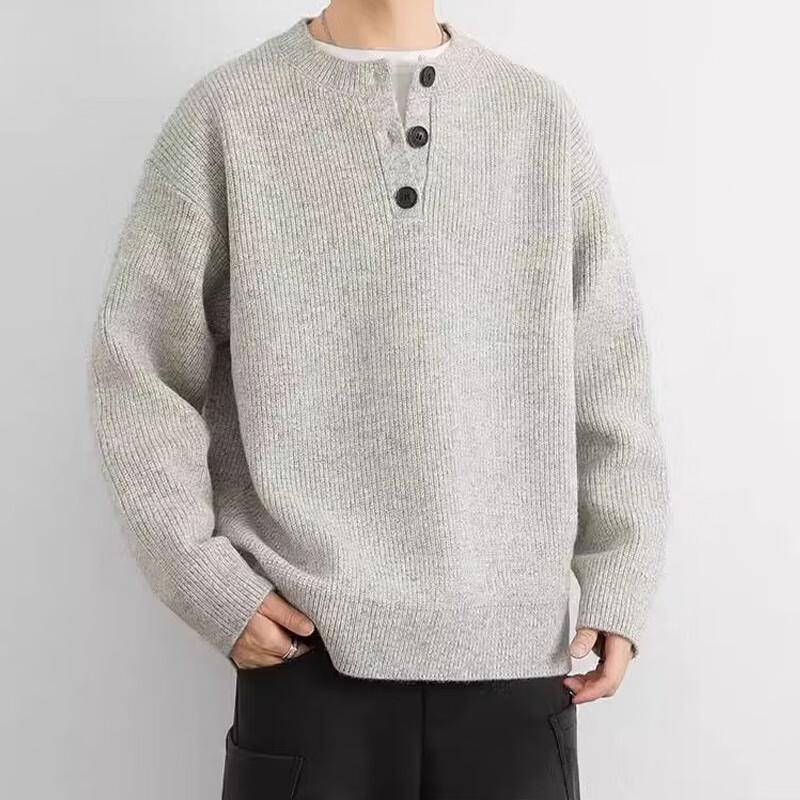Mao Ren Men's Henley Neck Knit Sweater