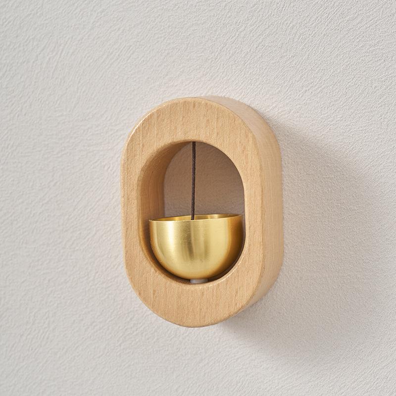 Wind chime door bell, made of beech wood and brass, magnetic car-mounted simple decorative pendant