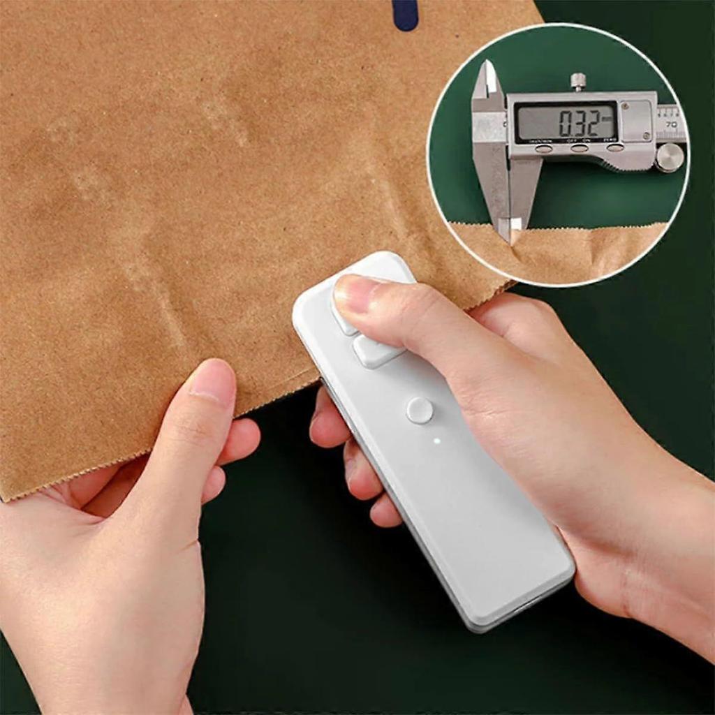 2-in-1 Mini Bag Sealer, Vacuum Sealer for Snacks, Mini Refillable Pouch Sealer, Seals and Cuts to Keep Food Fresh (Pink+Grey)