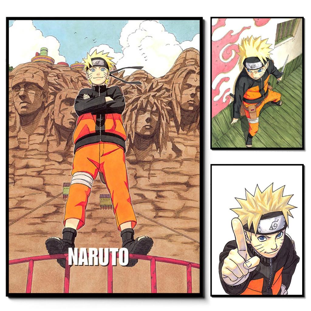 Japanese Anime Naruto Uzumaki Frameless Canvas Core Print - HD Poster Home Decor for Living Room Bedroom Anime Peripheral