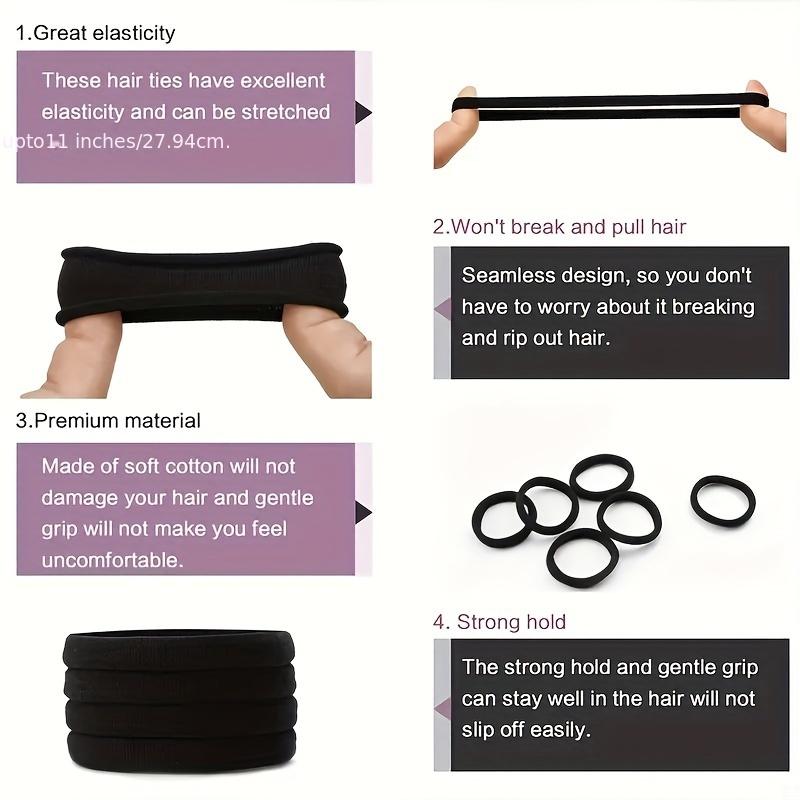 100/200pcs Black Large Hair Tie Rubber Bands Do Not Hurt Hair Good Elasticity Plush Hair Ring Hair Tie Head Rope Hair Accessories