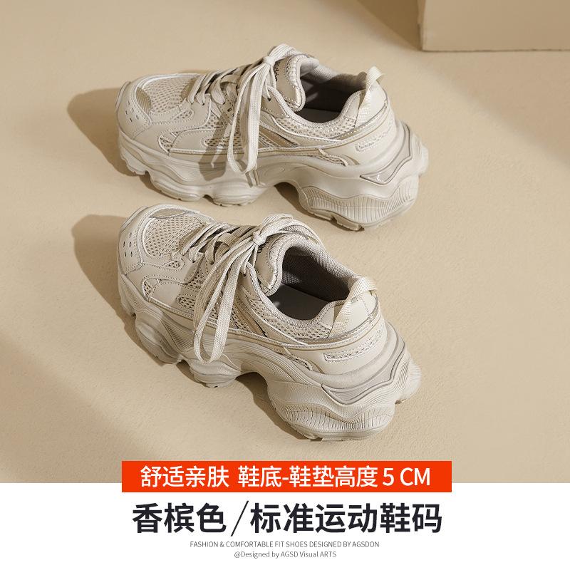 Augustine Daddy Shoes New Mesh Retro Premium Gray Platform Casual Sneakers In Winter