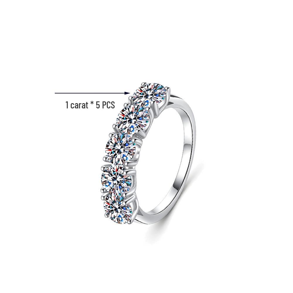 925 Sterling Silver Moissanite Princess Five-Star Stackable Women's Ring