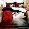 Swan Rose Queen Bedding Set Duvet Cover Set Bedding Digital Printing Bed Linen King Size Duvet Cover Set Bedding Set