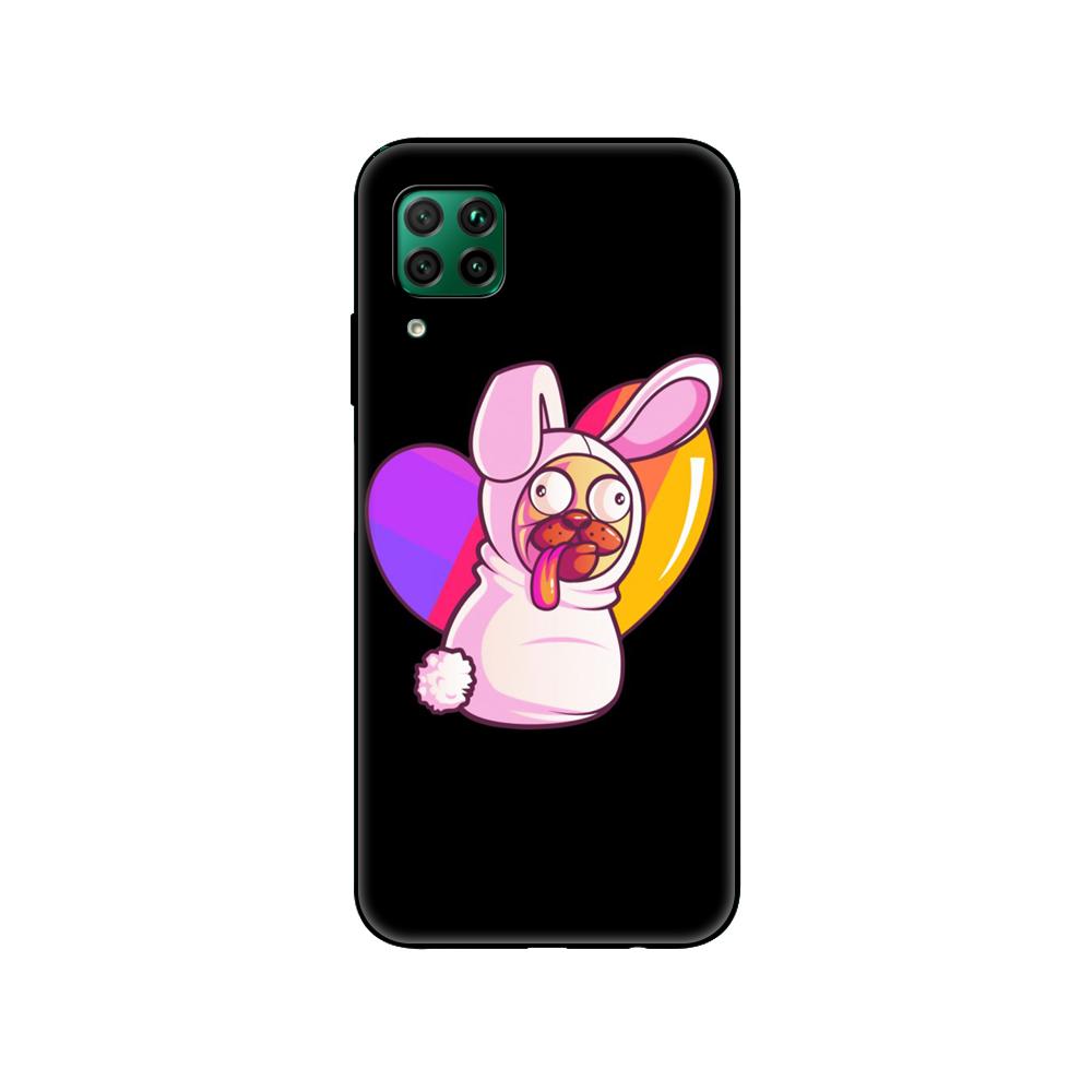 Black tpu Case For Huawei P30 Lite P30 Pro P40 Case For Huawei P40 LITE E P Smart Case Cover fashion Likee cat bear love heart