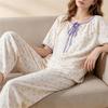 Summer Women's Pajama Ladies' Pajamas Set Short Sleeves+Long Pants Pajamas Spring Sleepwear Homewear Girl's Nightwear
