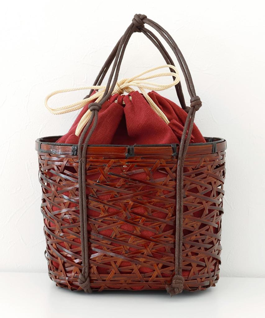 Basket Drawstring Basket Drawstring for Yukata Bag, Yukata, Plain, Simple, Bag, Bag, Stylish, (Wine Red)