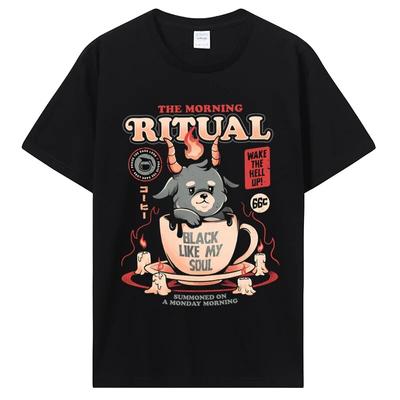Kawaii Graphic Tshirt Funny Goat TeeHail Baphomet Horror Funny Evil T Shirt Unisex Women Cotton T-shirt Hip Hop Tees
