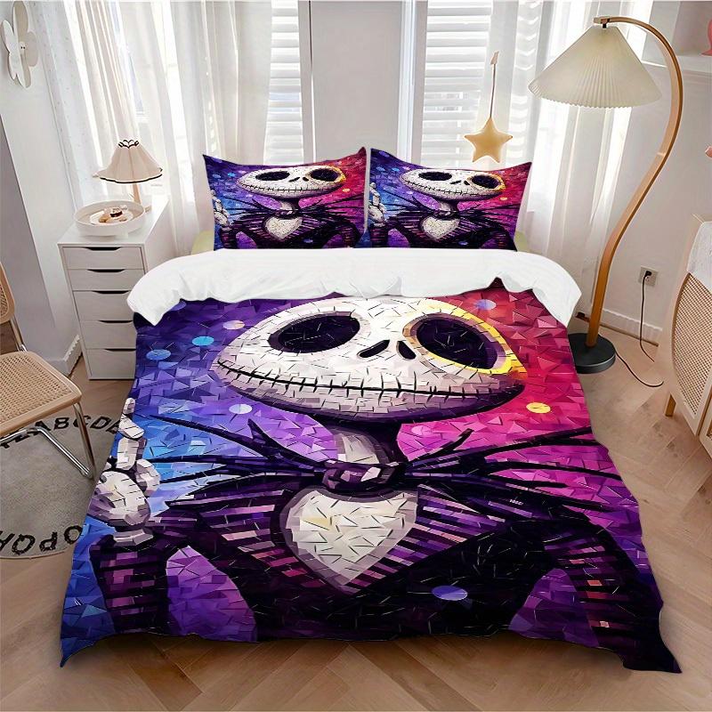

3pcs set Nightmare Before Christmas Jack Skellington1pc of quilt cover+2pcs of pillowcase, no core, print bedding, All Seasons Bedroom Setting062 135x200cm