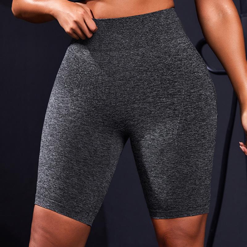 High Waisted, Hip Lifting, Plus Size Sports Shorts, Seamless, Tight Fitting, Hip Lifting Yoga, Quick Drying, High Stretch Fitness Shorts For Women