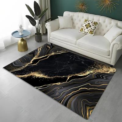 Covor Carpeta Marmură Verde Nordic Auriu Albastru Negru pentru Casă Living Dormitor Canapă Covoraș Decor, Covor Copii Antiderapant Covoraș de Podea