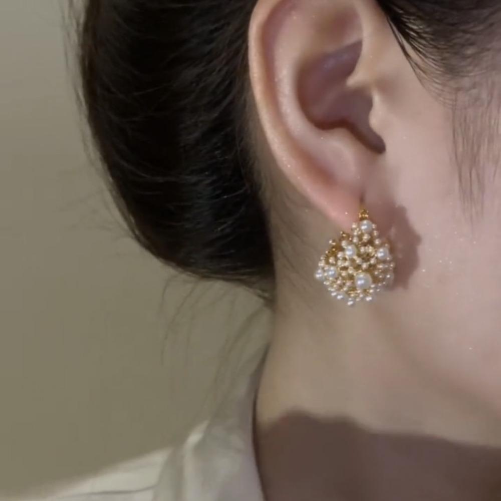 Personality Drop Earrings Water Drop Shape Ear Hook Korean Style Pearl Earrings  Female