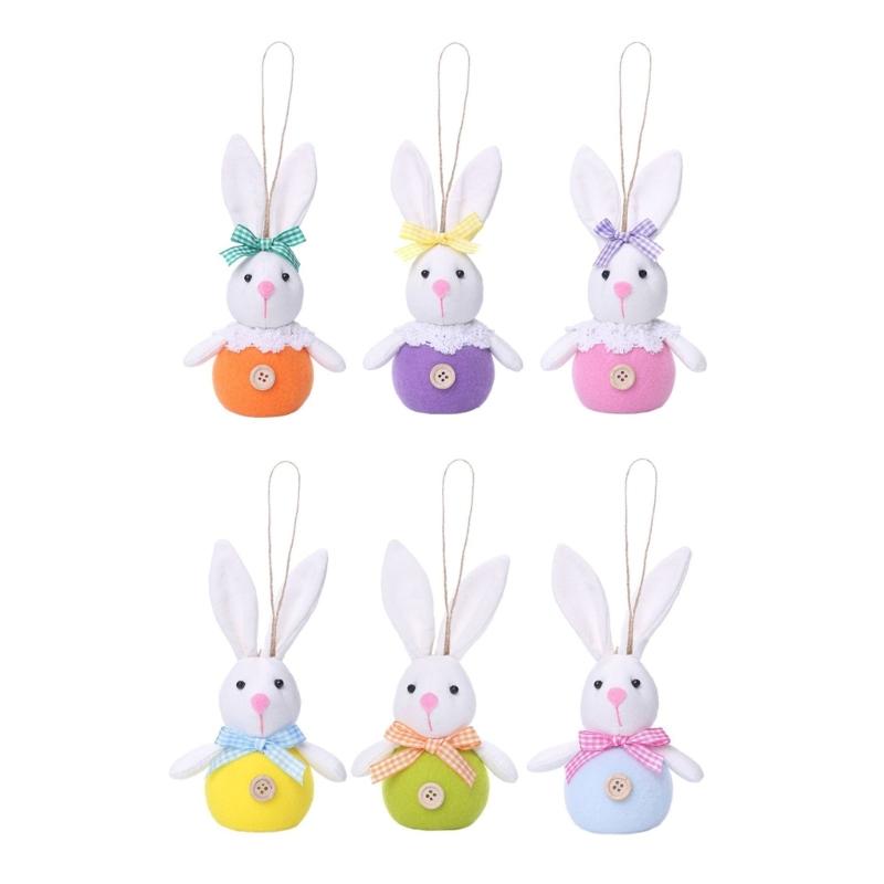 Easter Rabbit Toy Hangings Decorations For Party Supplies, Spring Plushie Doll Rabbit 6PCS