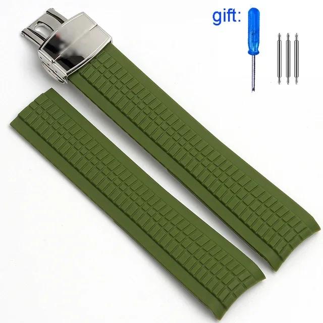 Premium-Grade Soft Rubber Watch Band Aquanaut Fits For Patek Philippe Silicone 5164A 5167A 5168A 21mm Folding Buckle Watch Strap