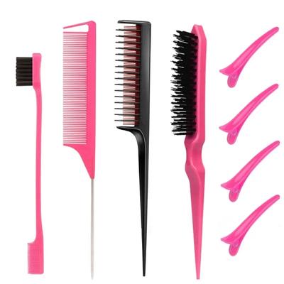 8 τμχ/παρτίδα Teasing Hair Brush Triple Teasing Comb Χτένη ουράς αρουραίων Βούρτσα άκρων πλεξούδας βρόχος ουρά μαλλιών Σετ χτενίσματος styling μαλλιών