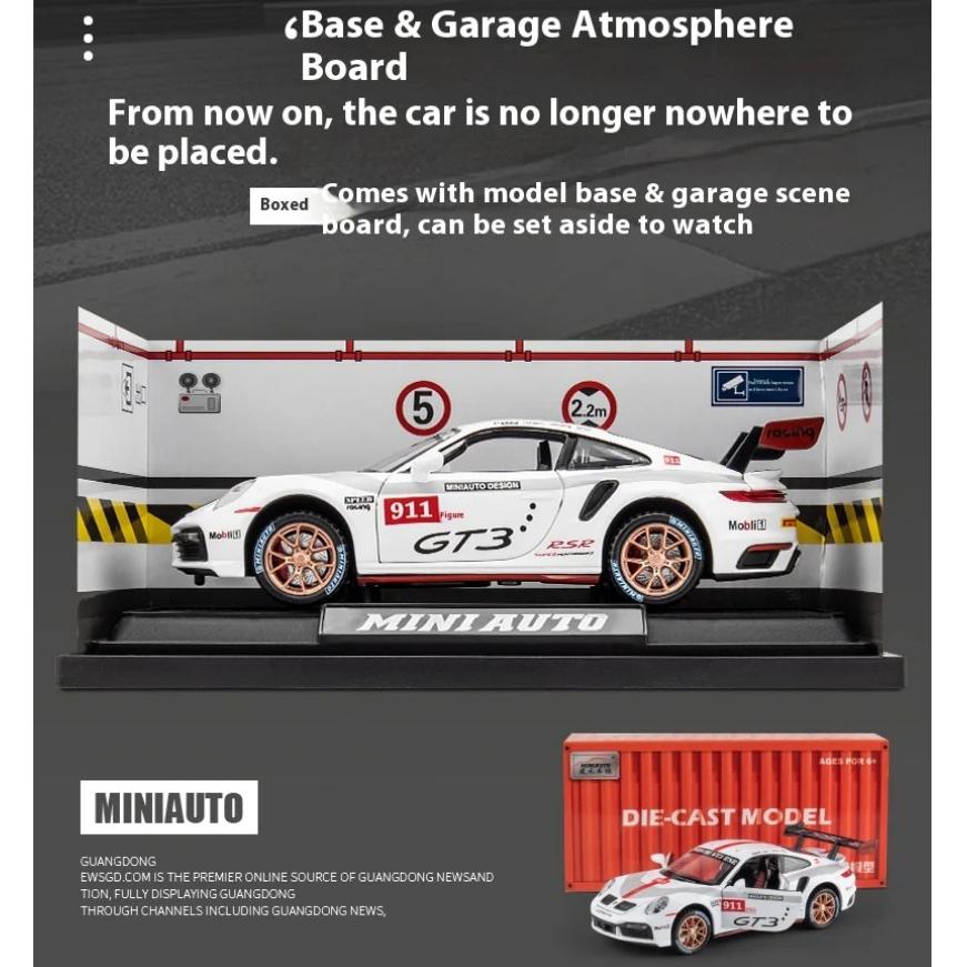 1/32 Scale Simulation Porsche 911 GT3 RSR Alloy Racing Model Ornaments Children's Holiday Gift, Open Door Sports Car Model Boy Toys