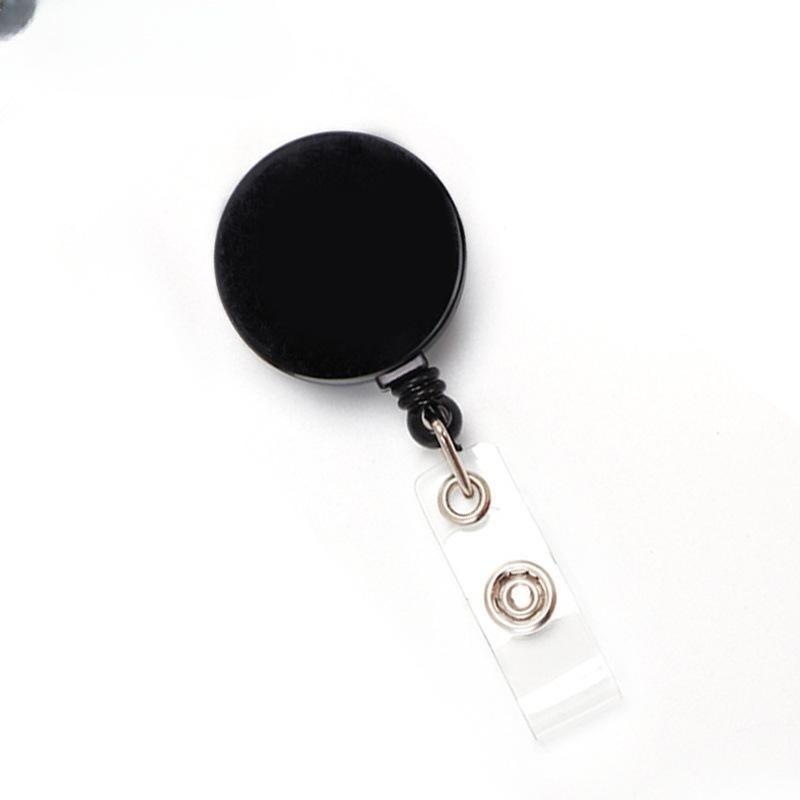 Frosted Anti-Lost Retractable Badge Clip with Metal Back and Pull-Out Buckle Lanyard