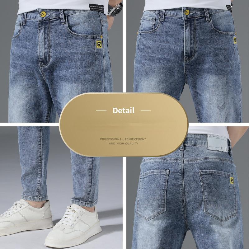 Herbst Jeans Herren Slim Kleine Füße Trend Elastic New Tide Herren Casual Lange Hosen