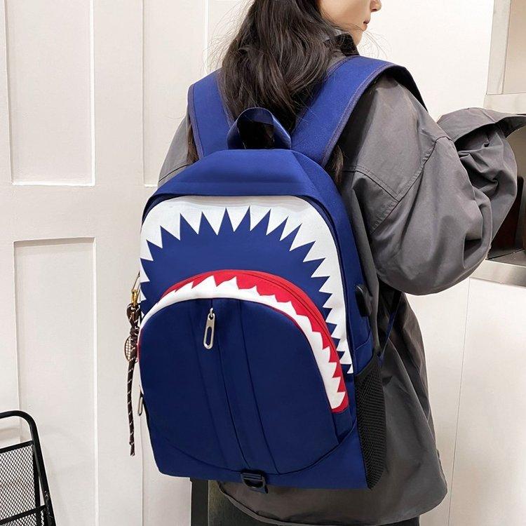 Schoolbag College Style Cute Large Capacity School Bag Female Casual Versatile Backpack Junior High School Girl High School Student Shark Backpack