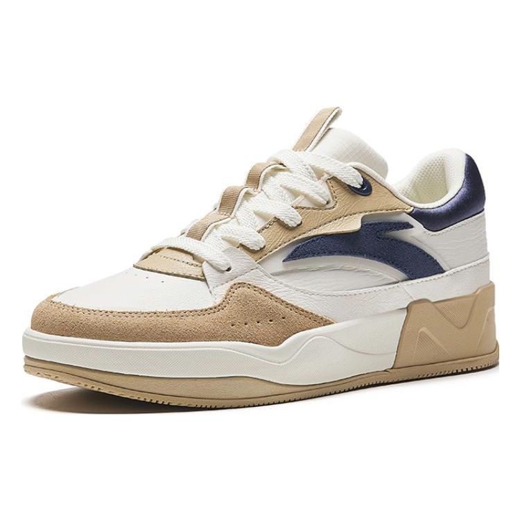 Anta C37 Series Thick Sole Height Increasing Non-Slip Wear-Resistant Low-Top Skate Shoes Women sneaker White Brown 922338003-5