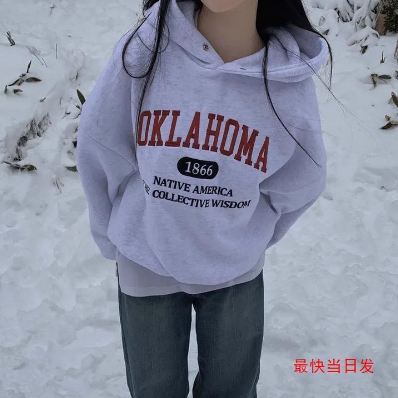 Personalized letter embroidery fleece thickened sweater women