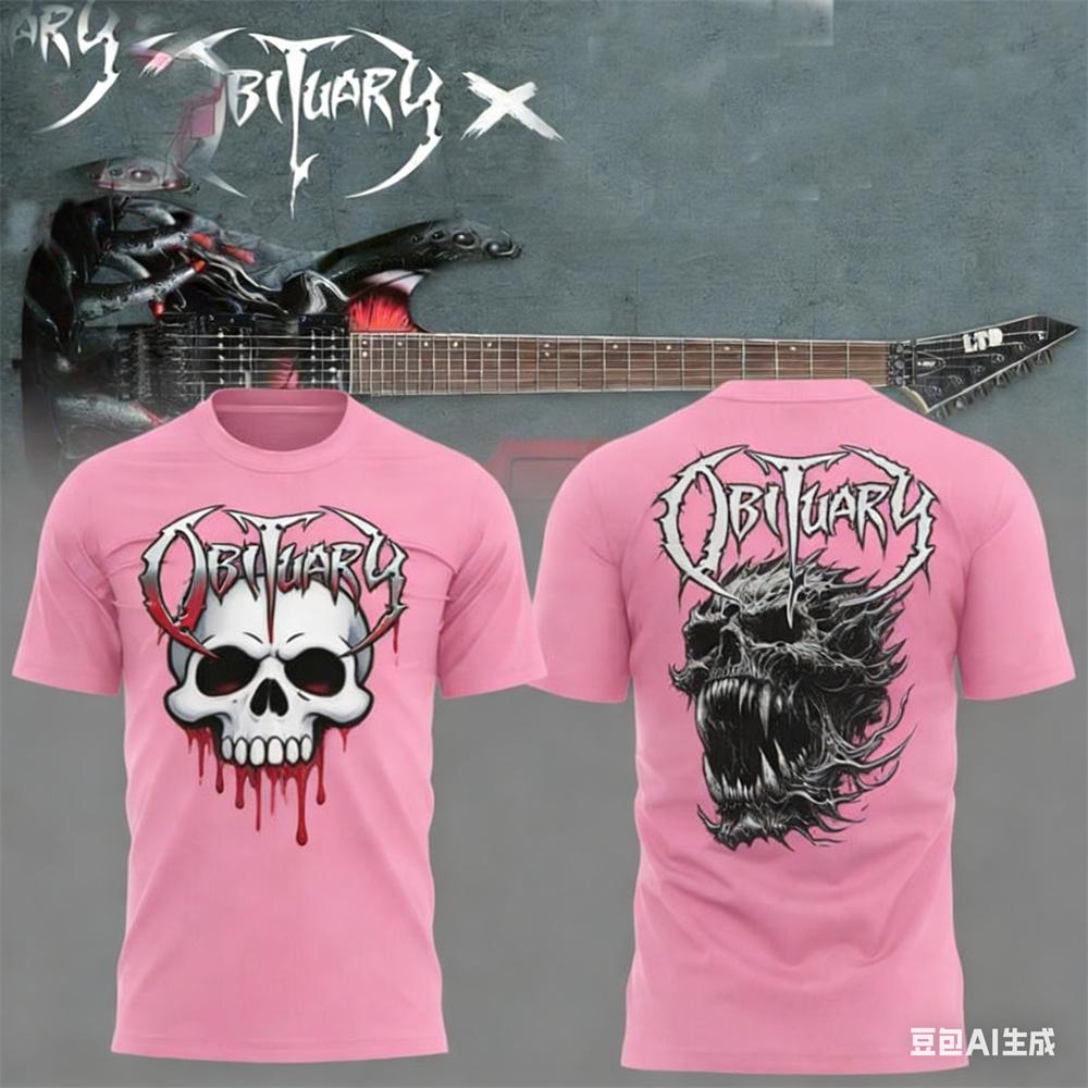 Letnia męska koszulka New Rock Obituary Zespół czaszki Nadruk Koszulka Mężczyźni Kobiety Moda Oversize Krótki rękaw Koszulka Graficzna Koszulka