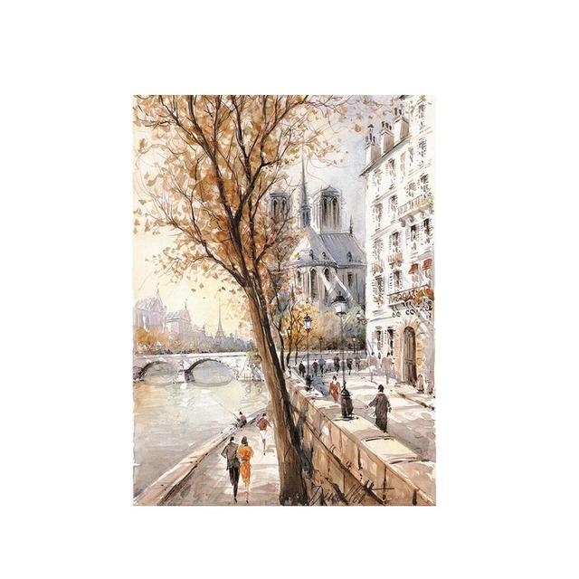 

Пейзаж Париж Сена Улица Масло Холст Картина Плакаты в скандинавском стиле и принты Настенная картина для декора гостиной без рамки 21cm×30cm NoFrame
