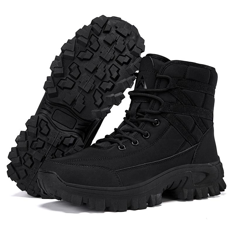 

Outdoor large size snow boots winter velvet thickened warm men s snow shoes rubber sole foreign trade cotton shoes men 43 чорний