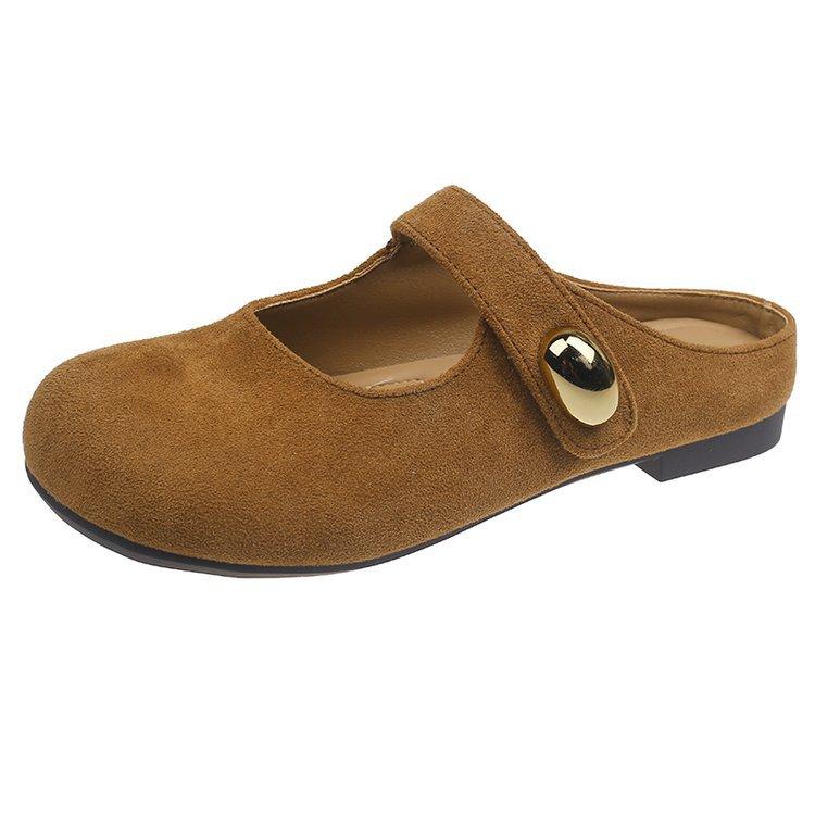 Baotou half slippers women wear flat bottom pregnant women lazy one pedal summer 2025 new skirt Muller cool slippers