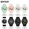 Sandafeng Student Simple Dual Display Synchronous Movement Electronic Watch Waterproof Multi-Function