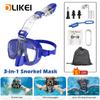 OLIKEI 3-in-1 Scuba Snorkeling Masks for Adults Kids Anti-Fog Leakproof Diving Mask Swimming Goggles Free Breathing Diving Glasses