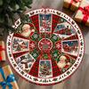 |2Djit1Pc Santa Claus Snowman Gift Plaid Floral Pattern Christmas Tree Skirt, Round Tree Base Decorative, Joyful Winter Holiday Decor, Living Room Hom