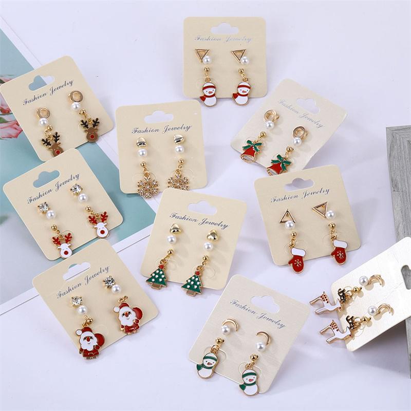 Charm Classic Pearl Stud Earrings Jewelry Ladies Beautiful Christmas Gifts Santa Claus Earrings
