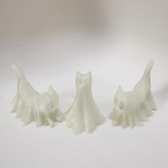 3 Pcs Ghost Cat Figurine Glow-in-the-Dark Ghost Kitten Statue Halloween Ghost Decoration
