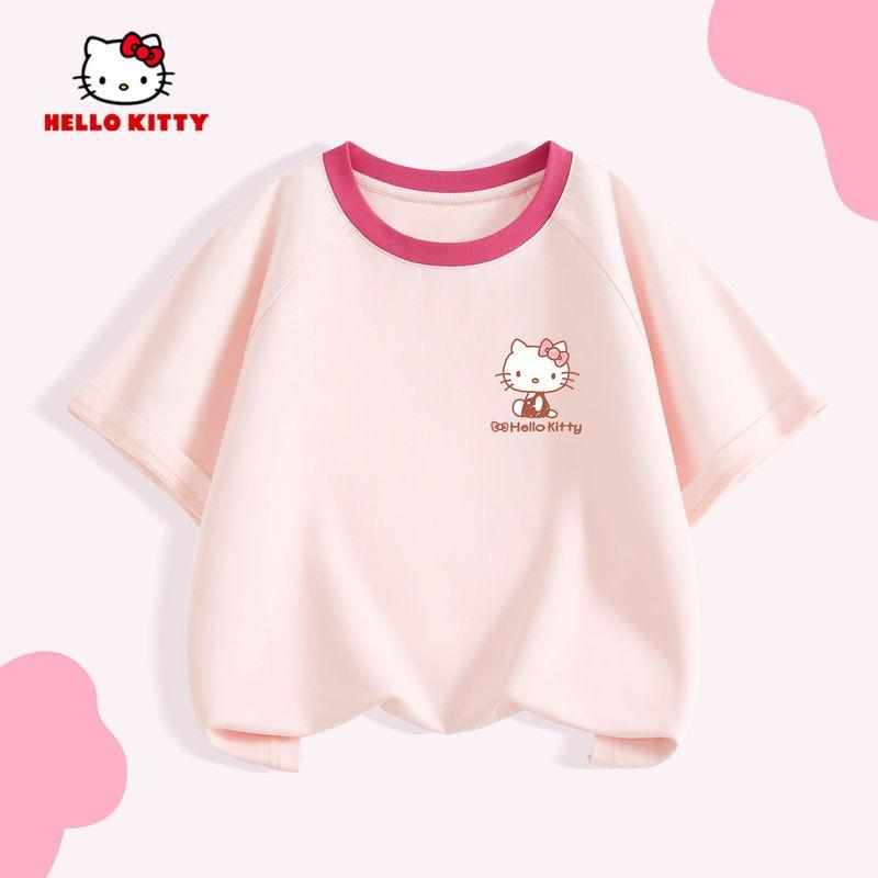 Hellokitty Girls Summer Suit 2025 New Style Fashionable Kidsren s Summer Clothes Girl Tutu Skirt Two-Piece Set Diseated Rose K Rose Red 160