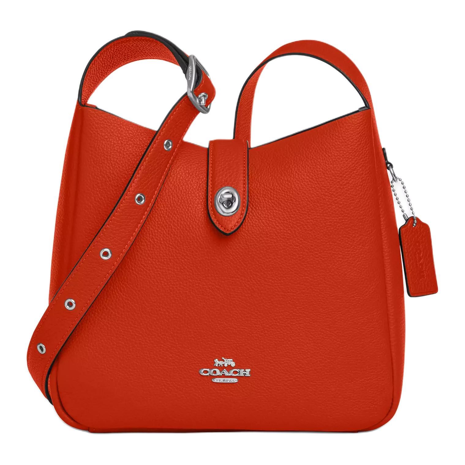 

Coach Hadley 25 Logo Adjustable Shoulder Strap Leather Shoulder Bag Medium Women shoulder bag Silver Deep-Orange CW002-SVFB7 Basic Set (Bag+Dust Bag)