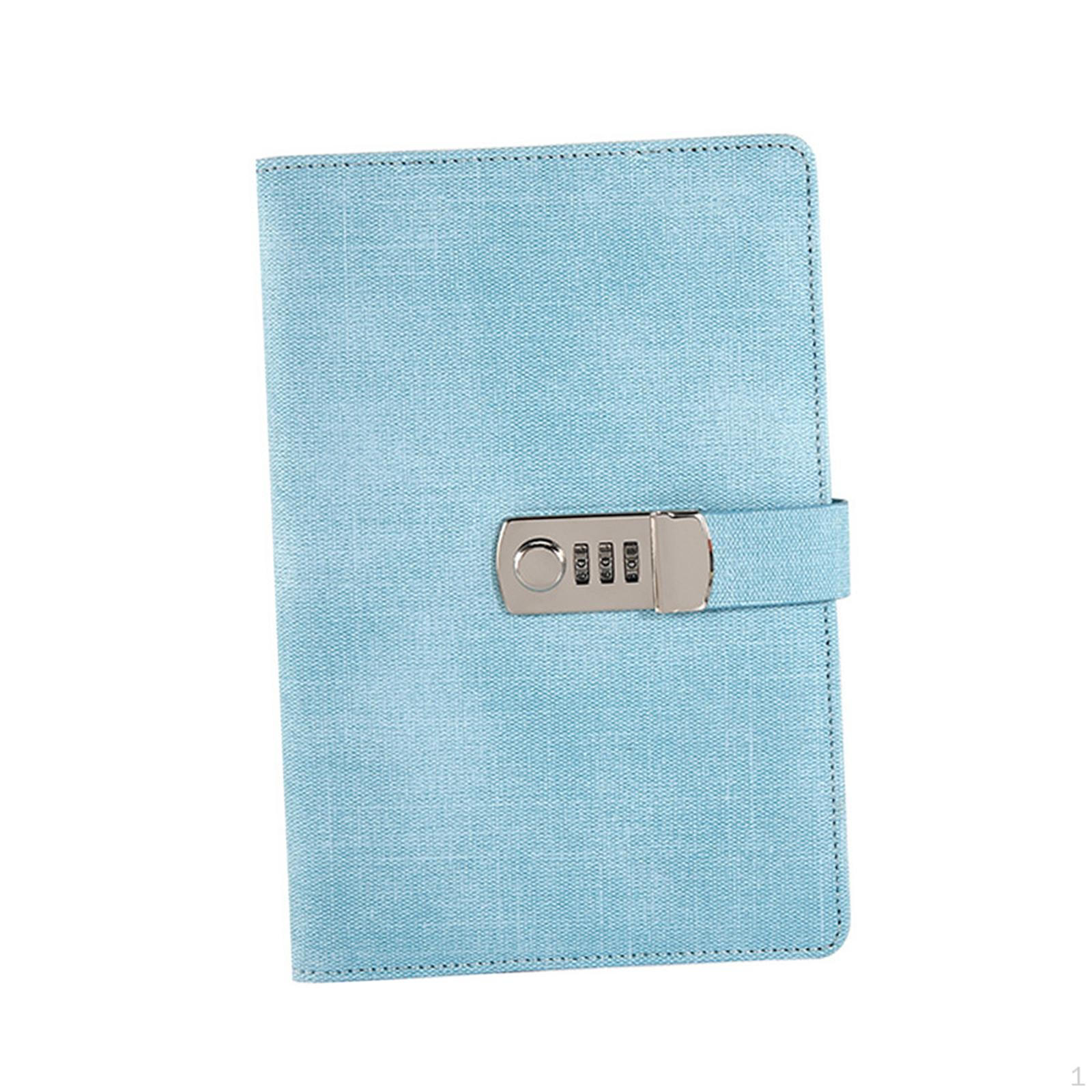 

Lockable Diary, PU Leather Journal for Personal Use, Combination Lock Notebook синий
