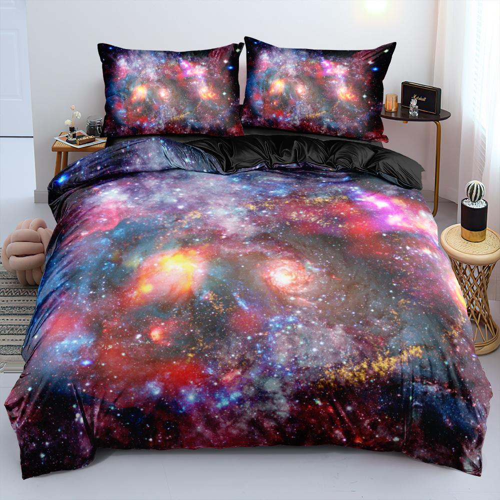 Luxury Galaxy Dark Blue Bedding Set Twin Full Queen King Size Duvet Cover Set Shining Stars Starry Sky Kids Adults Comforter Set