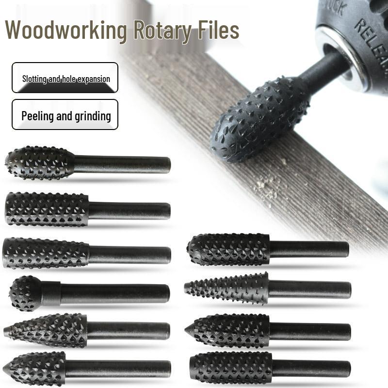 5-Piece Woodworking Rotary File Set: Grinding and Carving Heads for Wood Embossing