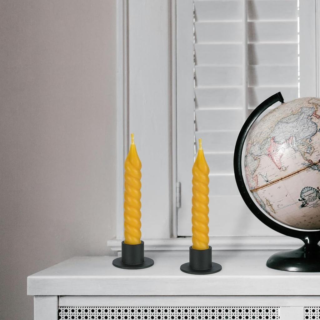 DEYBBY Black Metal Taper Candle Holders Set of 8, Short Iron Candlestick Holders for Anniversary Dinner Housewarming Room Decor Wedding