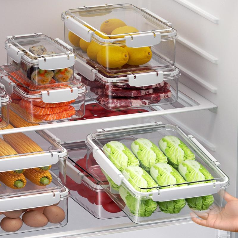 Fruit Storage Containers Fresh Food Containers Fridge Clear Fruit Organizer Refrigerator Multifunctional Meal Prep Lunch Box