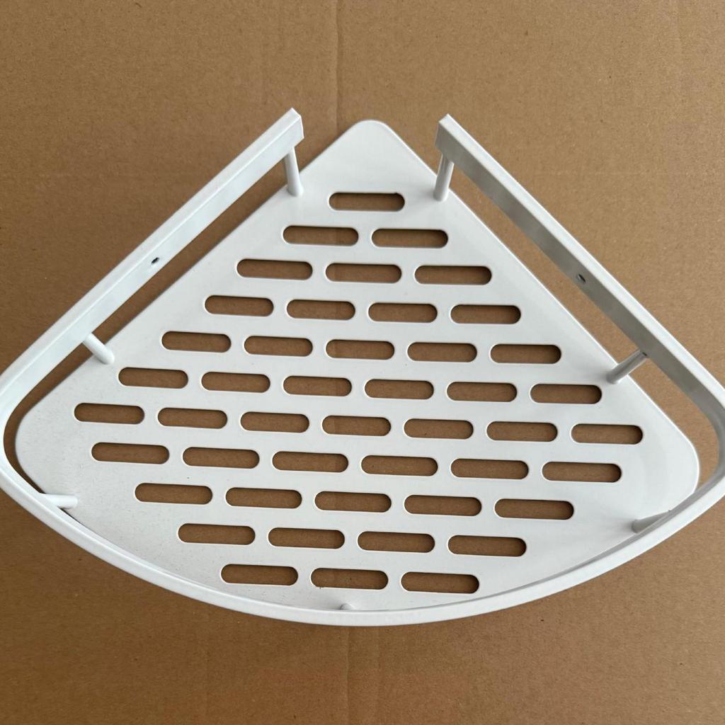 White No-Punch Corner Bathroom Storage Rack Organizer
